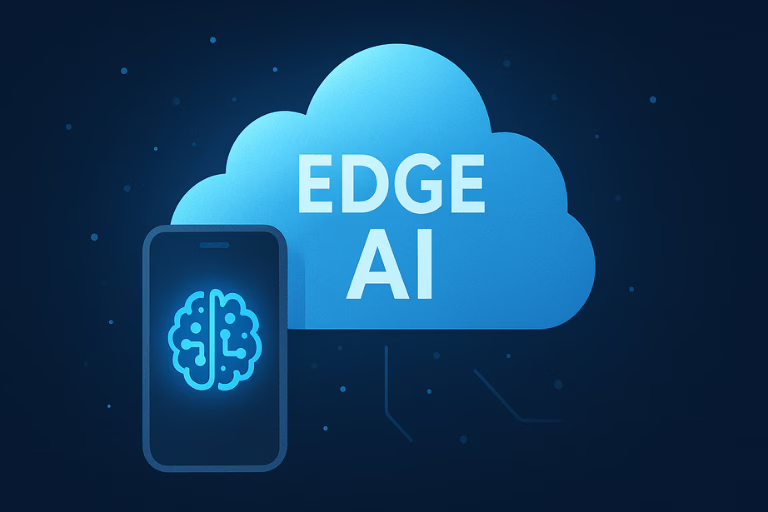 a blue cloud containing the word "Artificial Intelligence at the Edge"